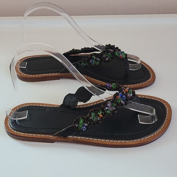 Beaded Leather Sandal Size 37/6.5 - Picture 3 of 13